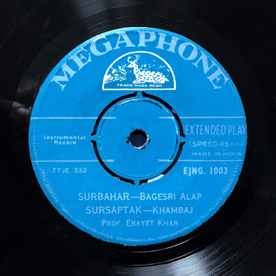 India Hindustani Enayat Khan sitar surbahar raga Indian music World music vinyl 45 rpm