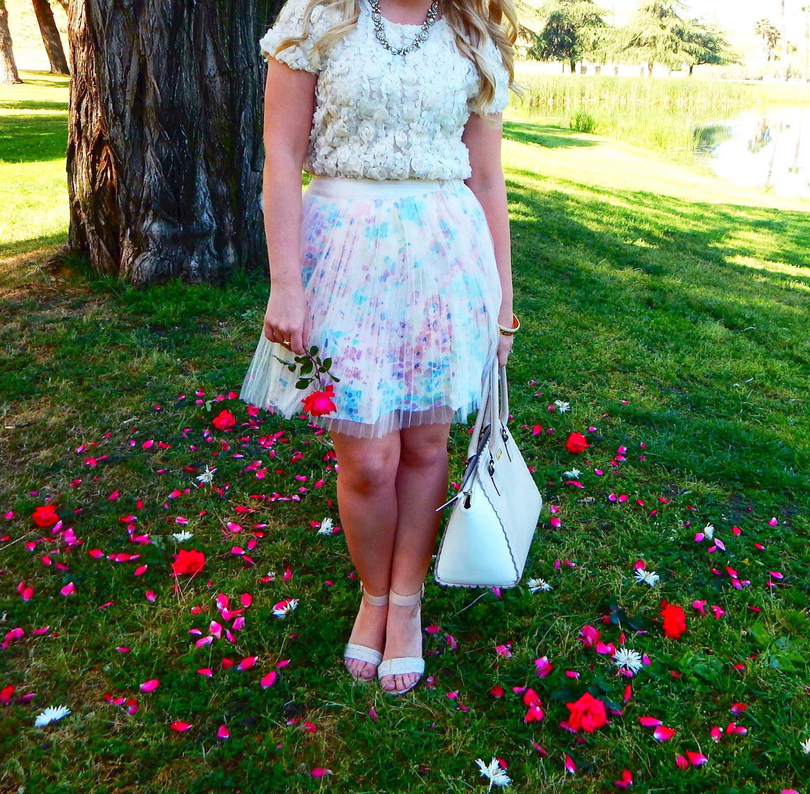 Pretty Floral Top and Skirt Outfit - Lizzie in Lace