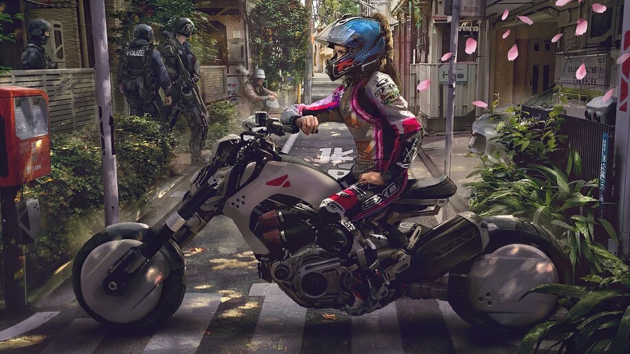 Motorcycle, Cyberpunk, Sci-Fi, 4K, #6.728