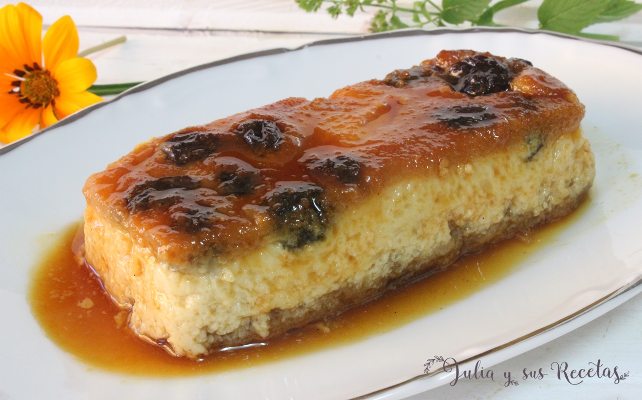 JULIA Y SUS RECETAS Pudin de bizcocho y pasas