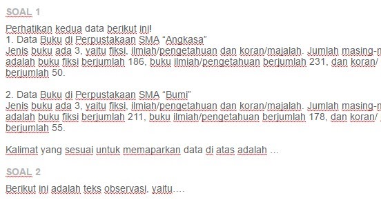 Contoh Soal Perbandingan Struktur Isi Dan Ciri Bahasa Dari Dua Teks Laporan Hasil Observasi Ezy Blog