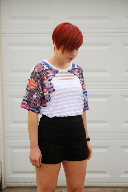 Thrift and Shout: Cute Outfit of the Day: Sheer Striped Top