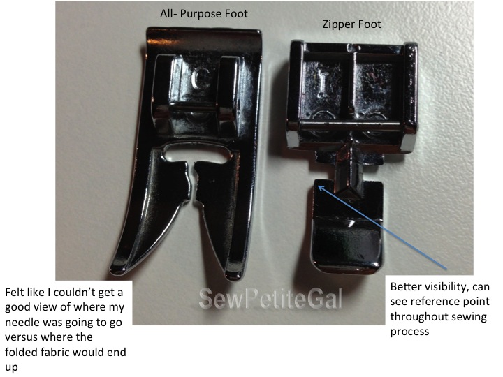 SewPetiteGal Sewing 101 Blind Hem Tutorial (Using a Zipper Foot)