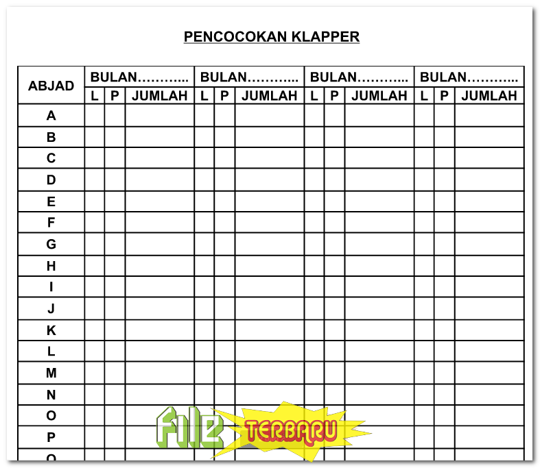 Download Contoh File Format Buku Pencocokan Klaper Siswa