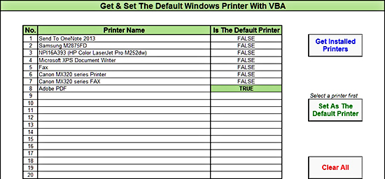 Get & Set The Default Windows Printer With VBA Get & Set The Default Windows Printer With VBA