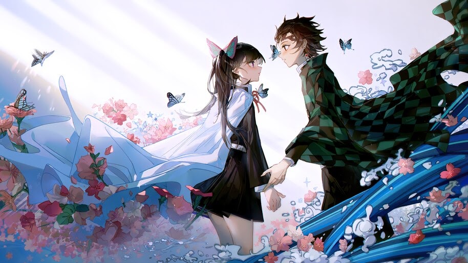 Tanjiro Kamado, Kanao Tsuyuri, Kimetsu no Yaiba, 4K, #7.1408
