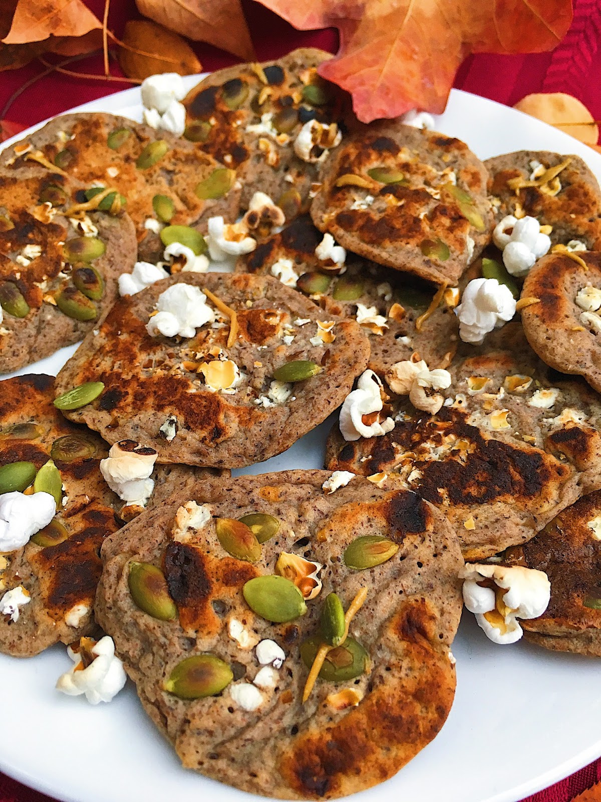 Popcorn Pumpkin Pancakes (Gluten Free, Vegan)