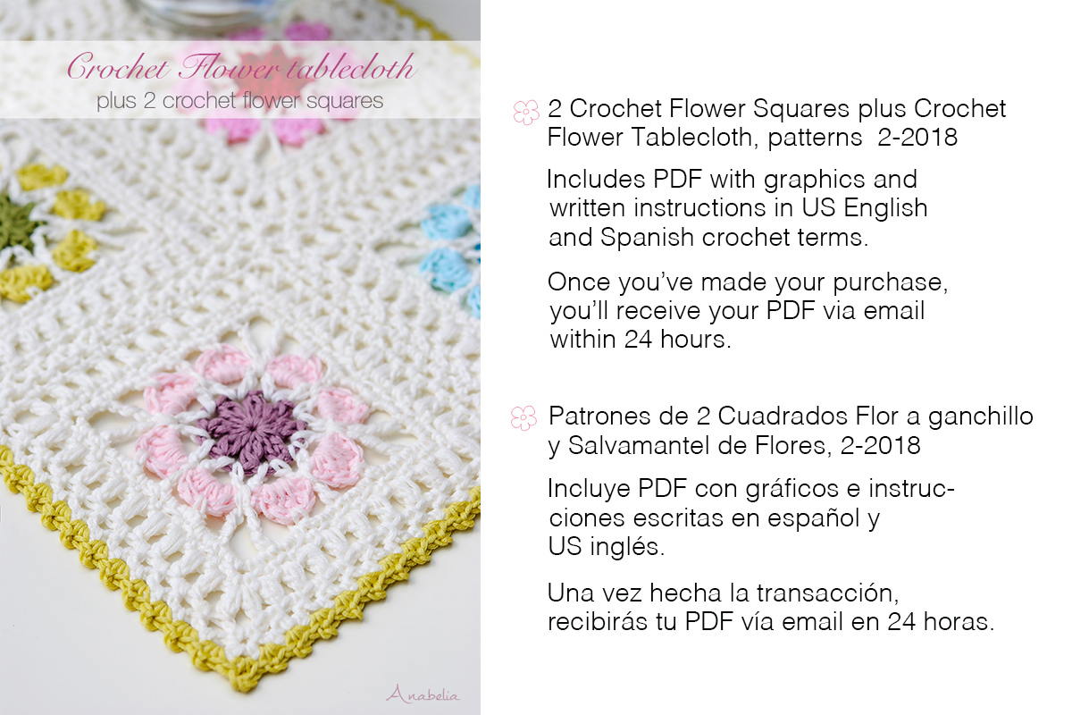 2 Crochet Flower Squares plus Flowers Tablecloth patterns