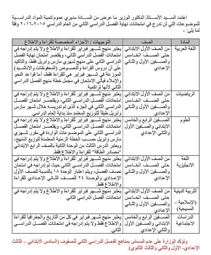 المحذوفات الرسمية من موقع الوزارة للمرحلة الابتدائية والاعدادية لعام 2016 للفصل الدراسي الثاني 1293649115_n