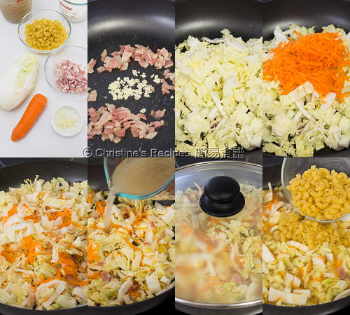 水煮蛋紹菜通粉製作圖 Eggs in Chinese Cabbage and Macaroni Soup Procedures01