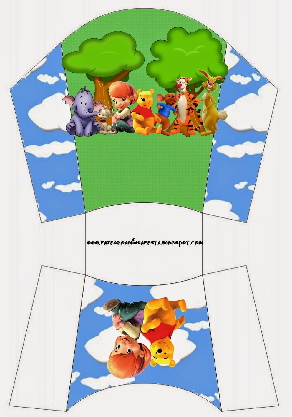 Winnie the Pooh: Cajas para Imprimir Gratis. Esta es para patatas o papas fritas de Winnie the Pooh