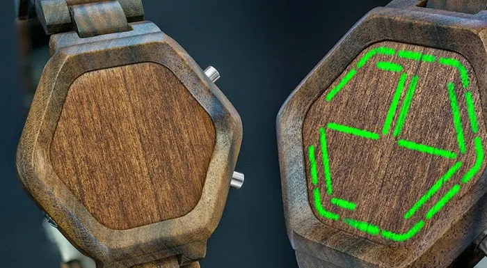 Nightvision Wood Green-LED Watch
