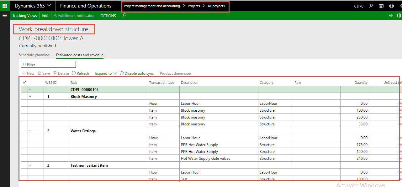 Inside Microsoft Dynamics AX Import WBS lines in project purchase order in D365 through X++ code