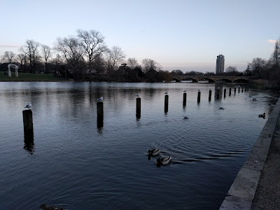 View of the Long Pond near the Peter Pan statue in Hyde Park London