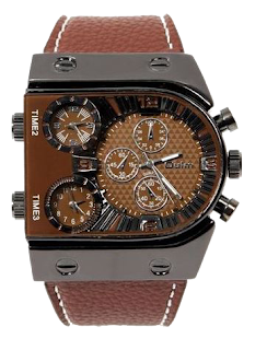 Rússia exército militar dos homens três fusos horários pulseira PU analógico de pulso de quartzo multi função