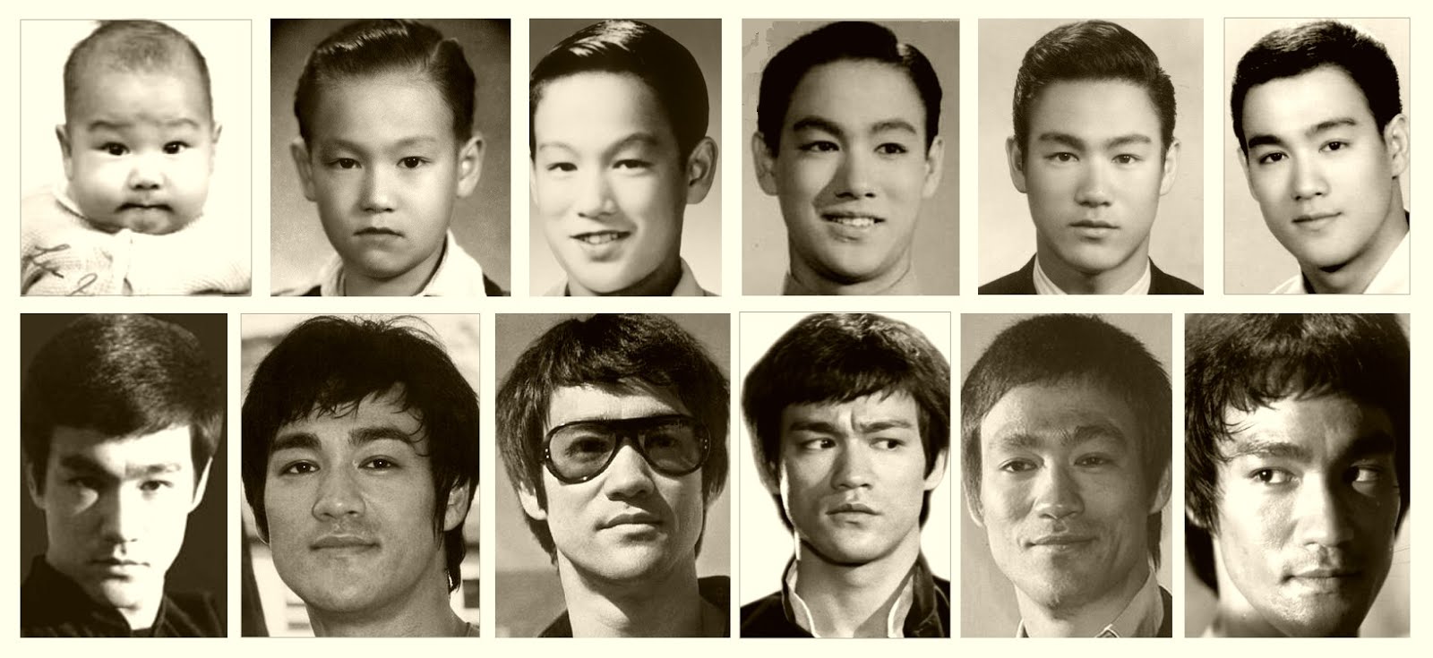 Bruce Lee ao longo do tempo.