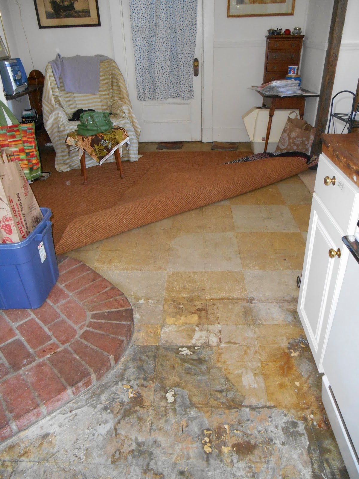 A Paper Bag Floor Over Asbestos Linoleum