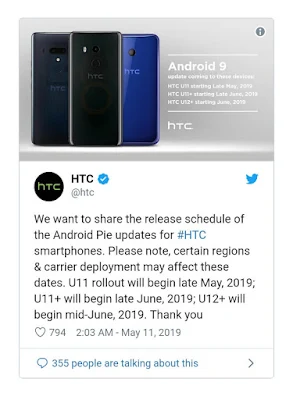 Pengumuman HTC Update Android Pie