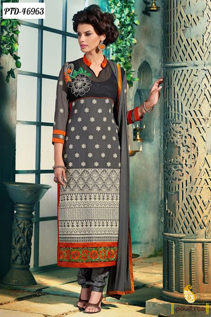 Diwali festival discount offer buy 1 product get 5% off buy 2 products get 3% off buy 3 products get 15% off on grey embroidery salwar suit online at pavitraa.in