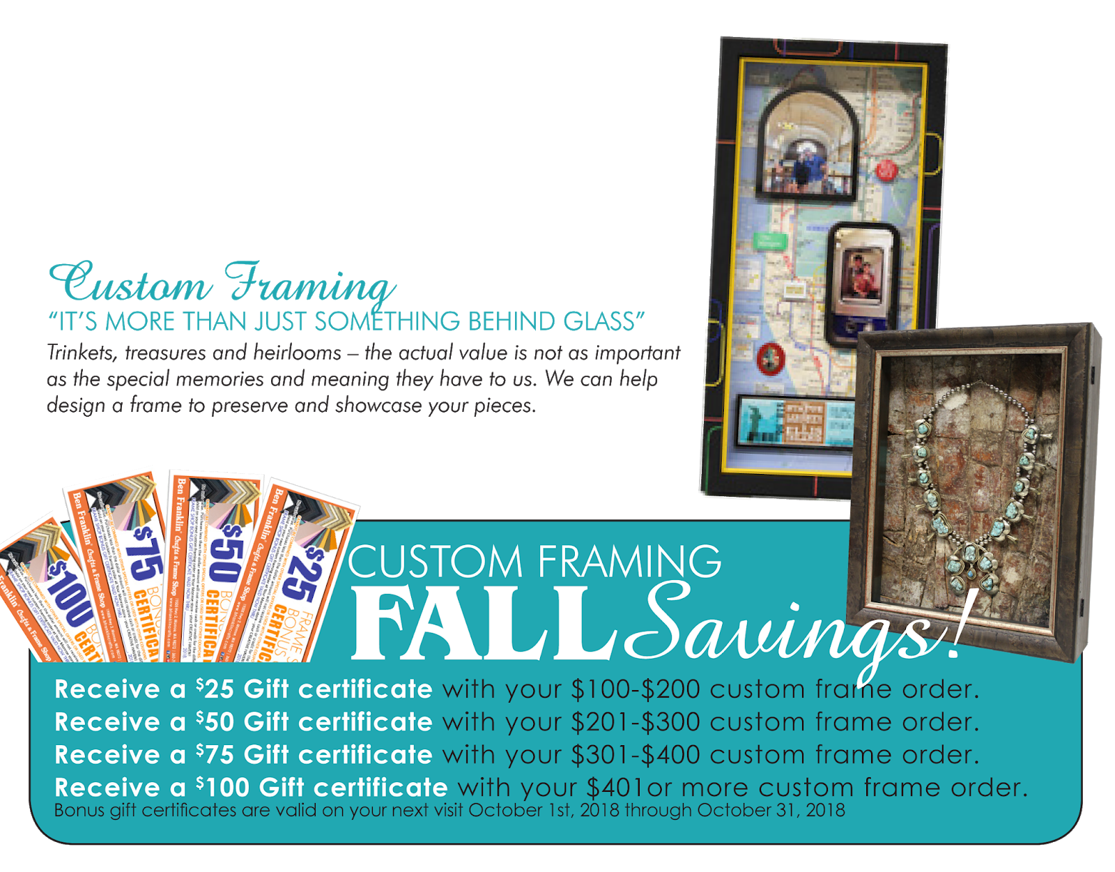 Ben Franklin Crafts and Frame Shop Bonney Lake Custom Framing Special