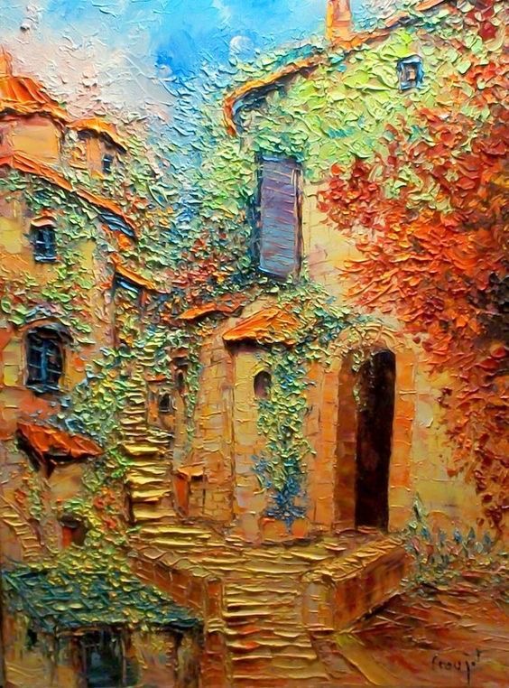 صور لوحات رسم بالسكين رسم نيل