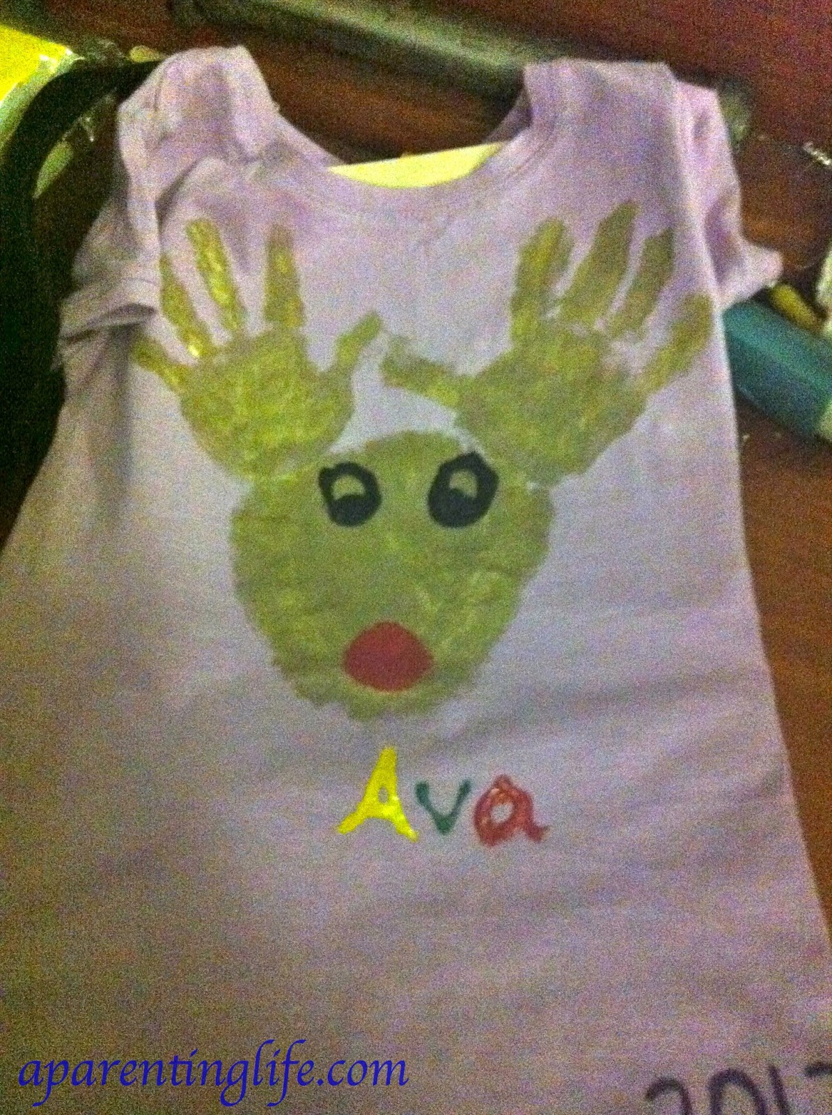 A Parenting Life Reindeer Handprint Tshirts