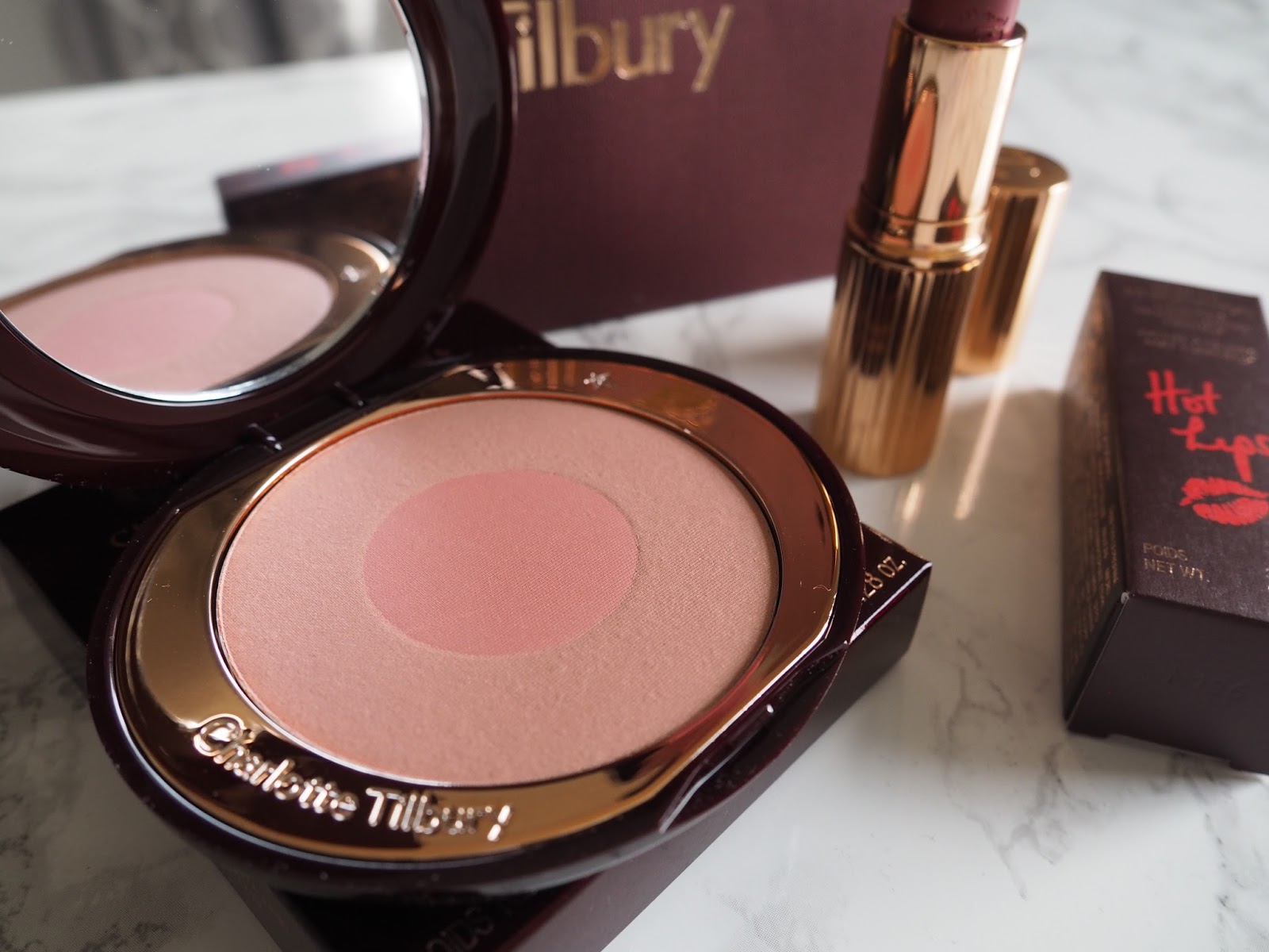 Charlotte Tilbury lipstick review hot lips collection blusher cheek to chic