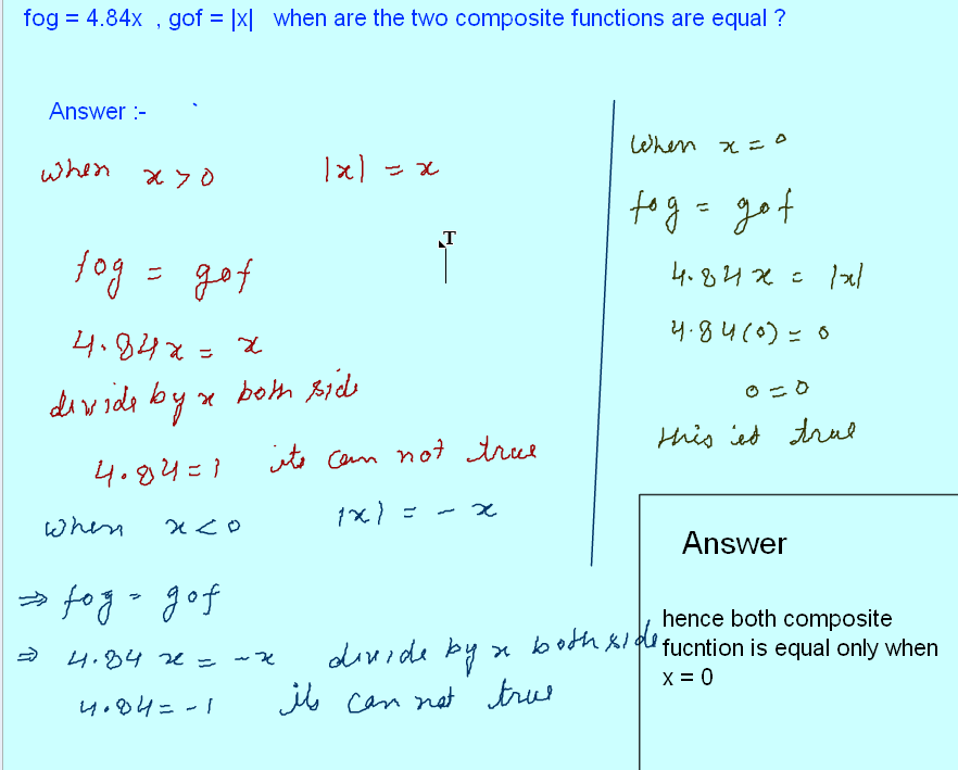 Free Online Help fog = 4.84x , gof = x when are the two composite
