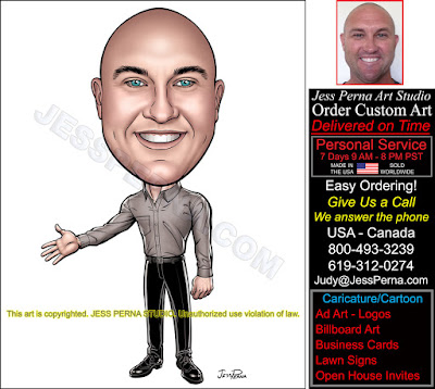 Standing Real Estate Agent Caricature Business Card