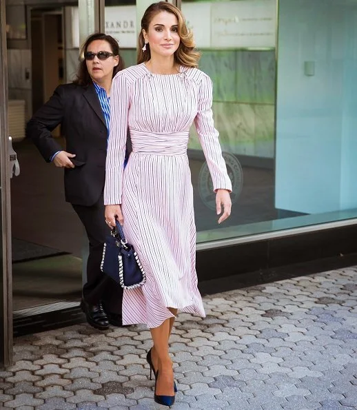 Queen Rania visit Massachusetts Institute of Technology in New York. Queen Rania carried FENDI Peekaboo Mini Satchel