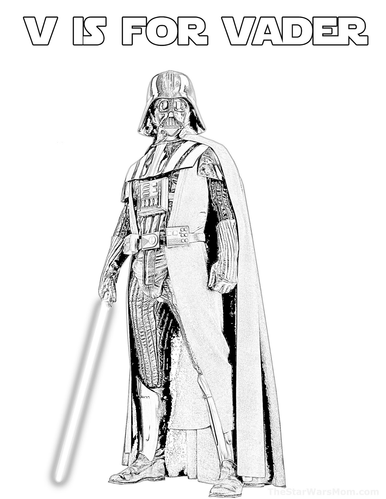 V is for Vader - Star Wars Alphabet Coloring Page - The Star Wars Mom