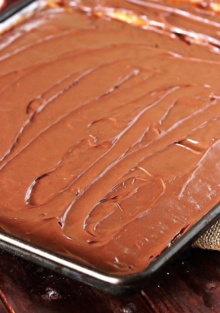 Chocolate Topping on Peppermint Saltine Cracker Toffee Image