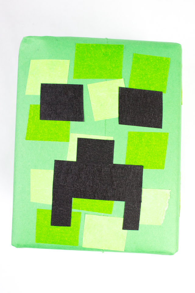 Creeper Minecraft Gift Wrapping Idea Pink Stripey Socks