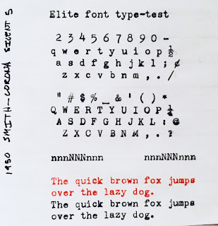 Smith corona silent typesample elite typeface