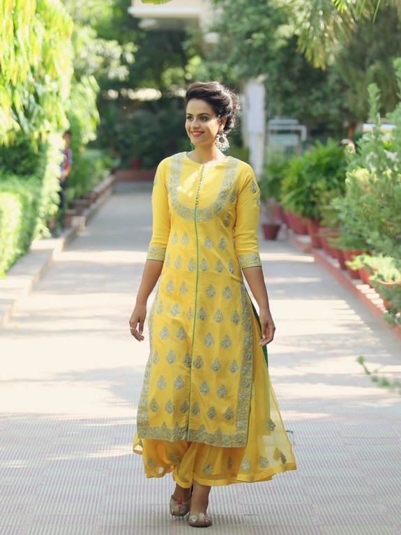 Prachi Tehlan in Yellow Palazzo - Indian Dresses