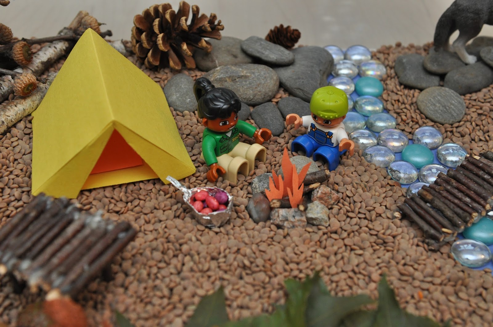 Creative Projects for Kids Lego Men Are Going Camping Sensory Bin
