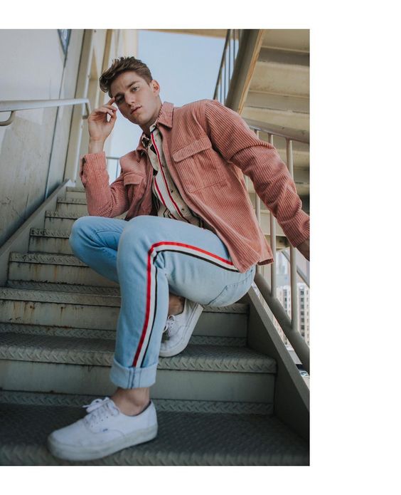 Calça Masculina CalÇa Jeans Com Listra Vermelha Calça Masculina