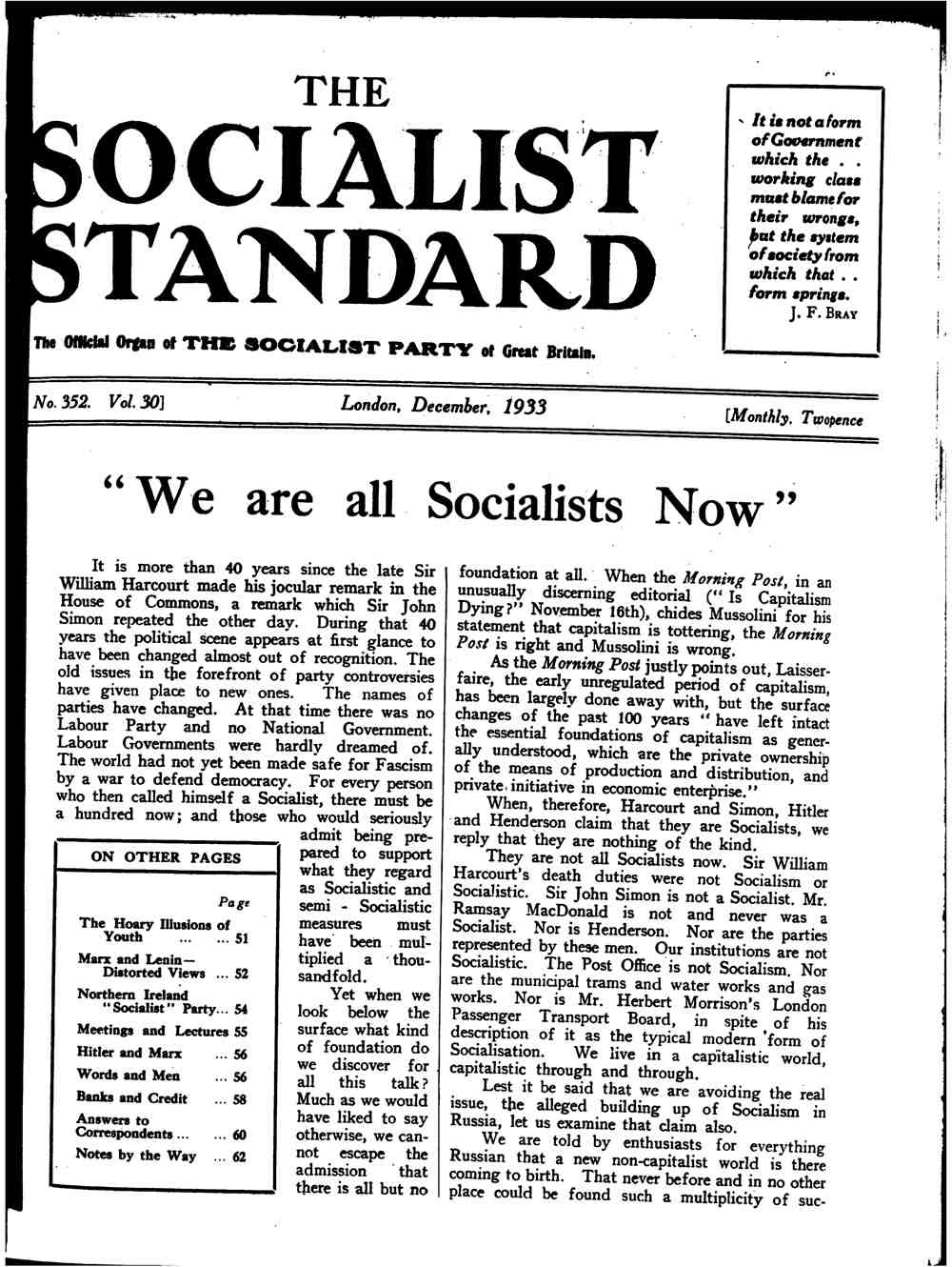 Socialist Standard Past & Present: 