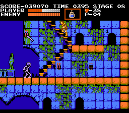 Castlevania NES screenshot - Skeleton bone throw at Simon