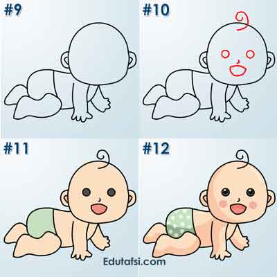 Cara menggambar kartun bayi lucu