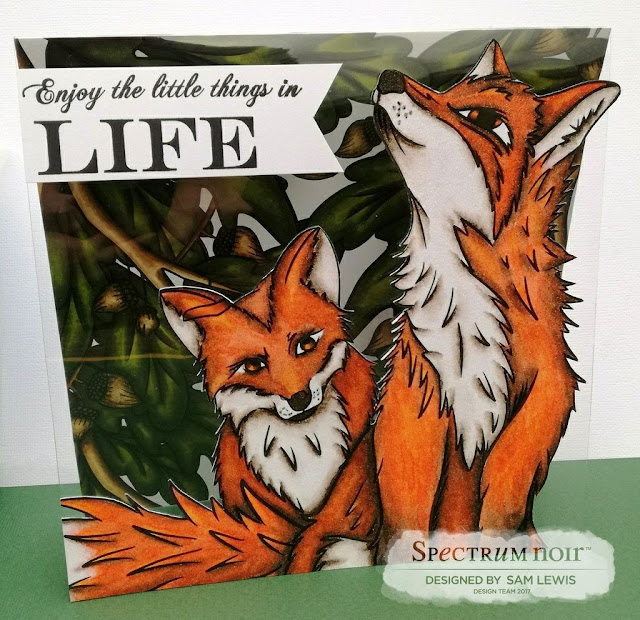 Foxy card by Sam Lewis AKA The Crippled Crafter featuing the Colorista Enchanged Forest Marker Pad.