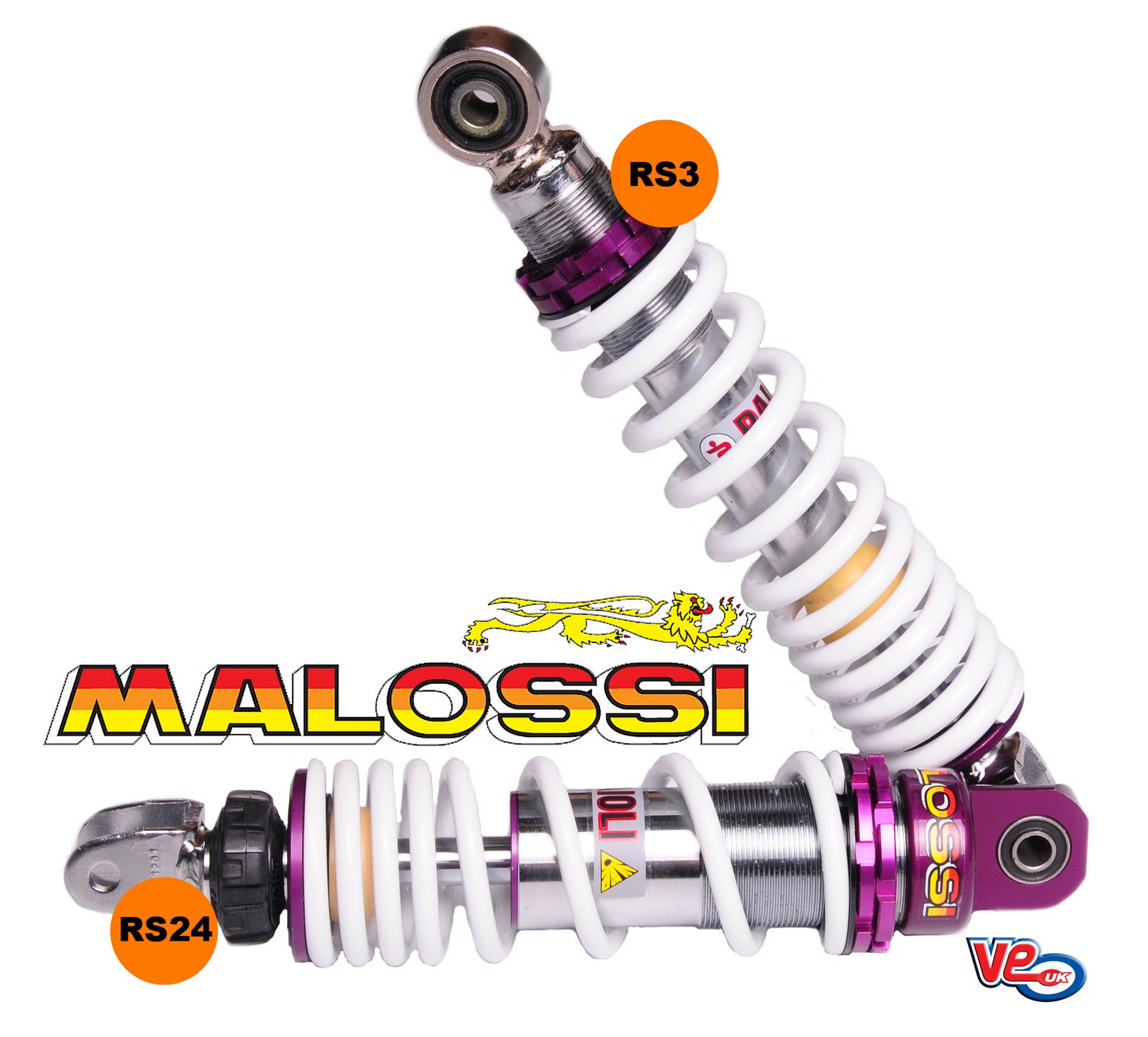 VE Scooter Spares Malossi RS3 & RS24 Rear Dampers Suspension At It's
