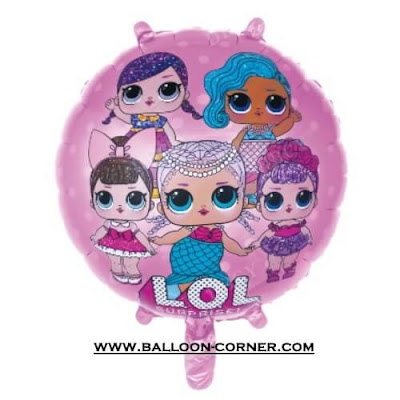 Balon Foil Bulat Boneka LOL Surprise Pink