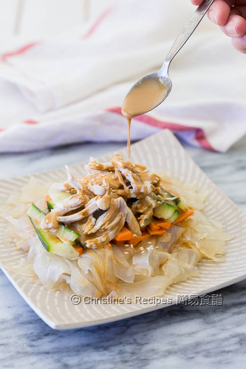 Shredded Chicken and Green Bean Noodles with Sesame Dressing