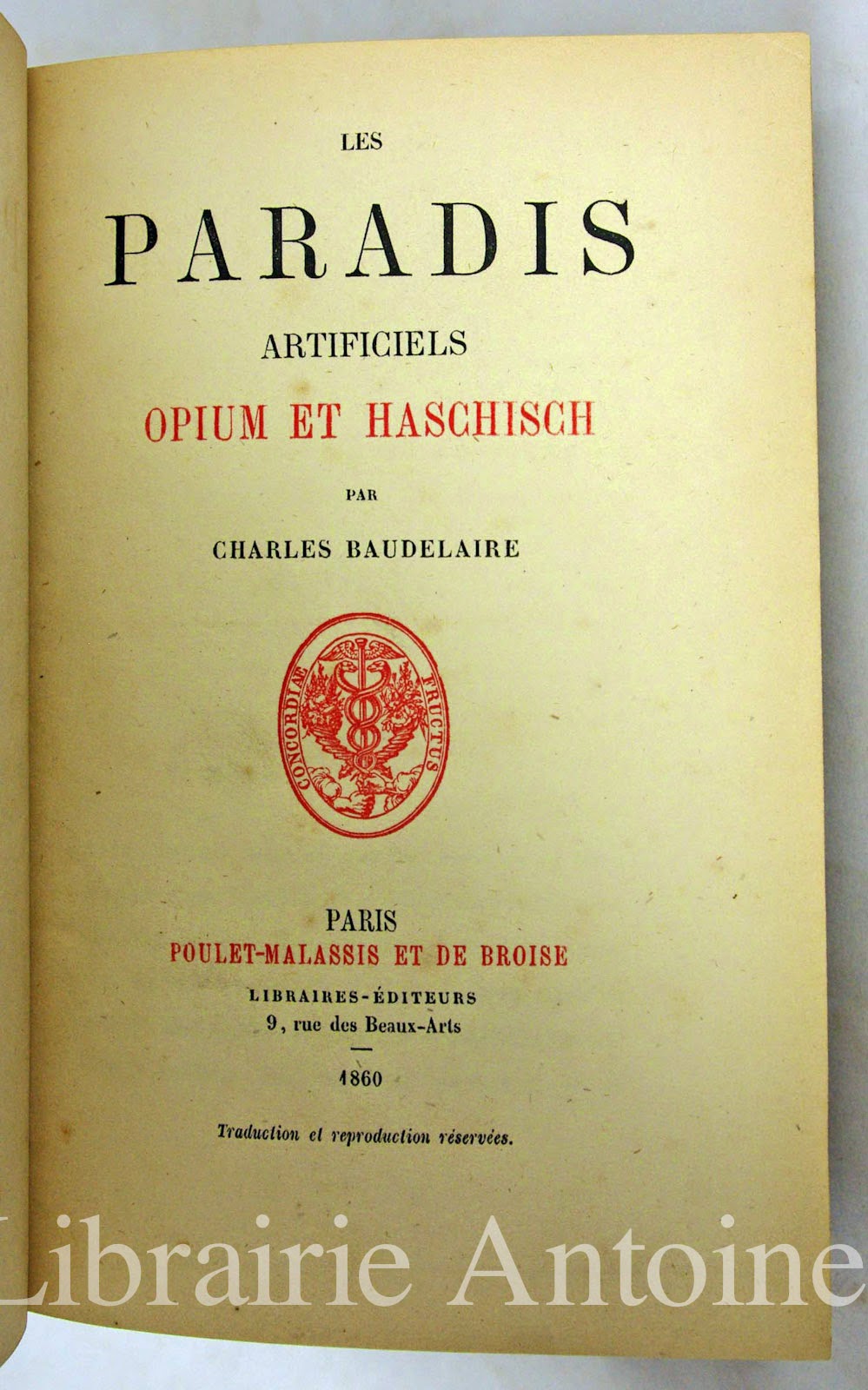 Librairie Antoine Livres rares Charles Baudelaire. Les Paradis