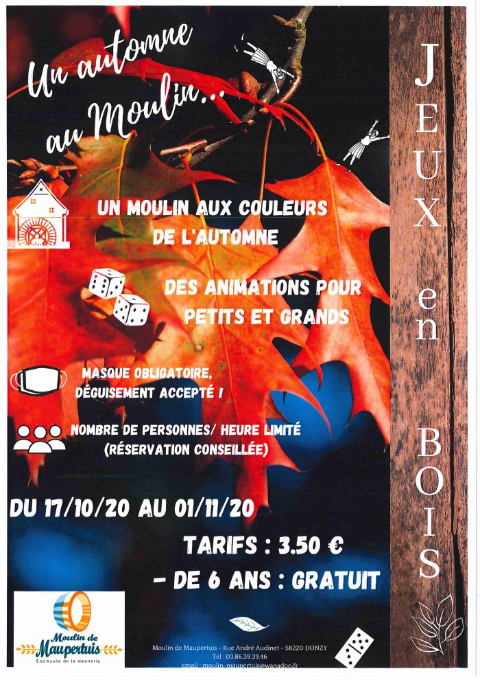 "Un automne au moulin ..." du 17/10/2020 au 01/11/2020 au Moulin de Maupertuis à Donzy