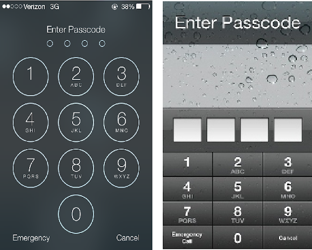 iOS 7 Vs iOS 6 Passcode Screen