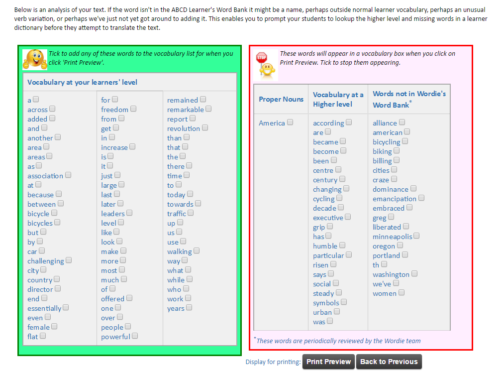 vocab list vocab list