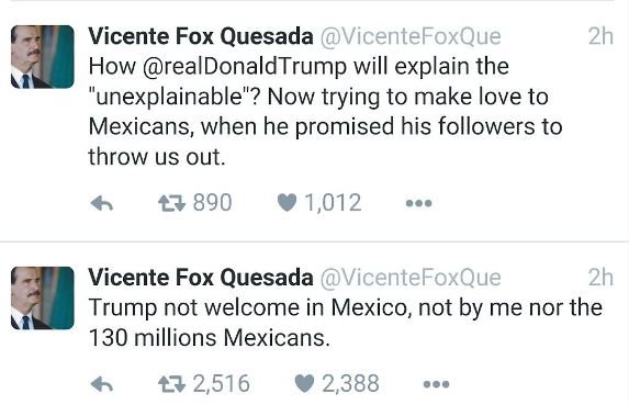 b Former Mexican president thrashes Donald Trump on Twitter