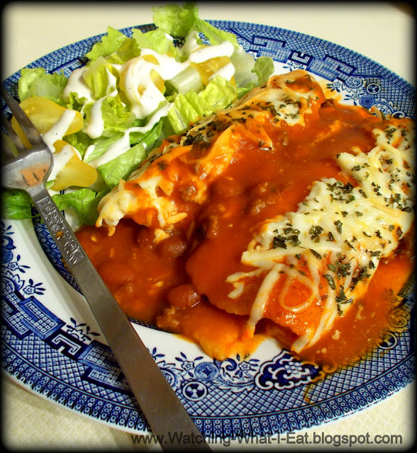 Watching What I Eat Beef, Bean & Pumpkin Enchiladas
